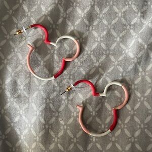 Red and Pink Mickey Mouse Hoop Earrings